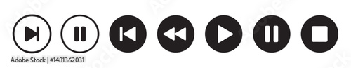 Media player flat icons set. Collection of multimedia symbols isolated on transparent background. Play, pause, stop, record, forward, rewind. Vector illustration eps 10. Free Download Media player flat icons set. Collection of multimedia symbols isolated on transparent background. Play, pause, stop, record, forward, rewind. Vector illustration eps 10. - GFXLoad