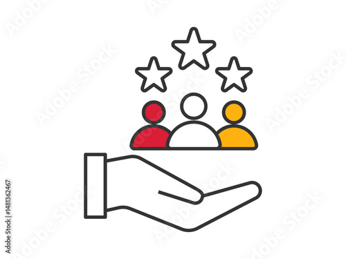 Customer loyalty icon. Marketing icon and symbol. Colored outline Icon. Simple flat and outline vector icon.