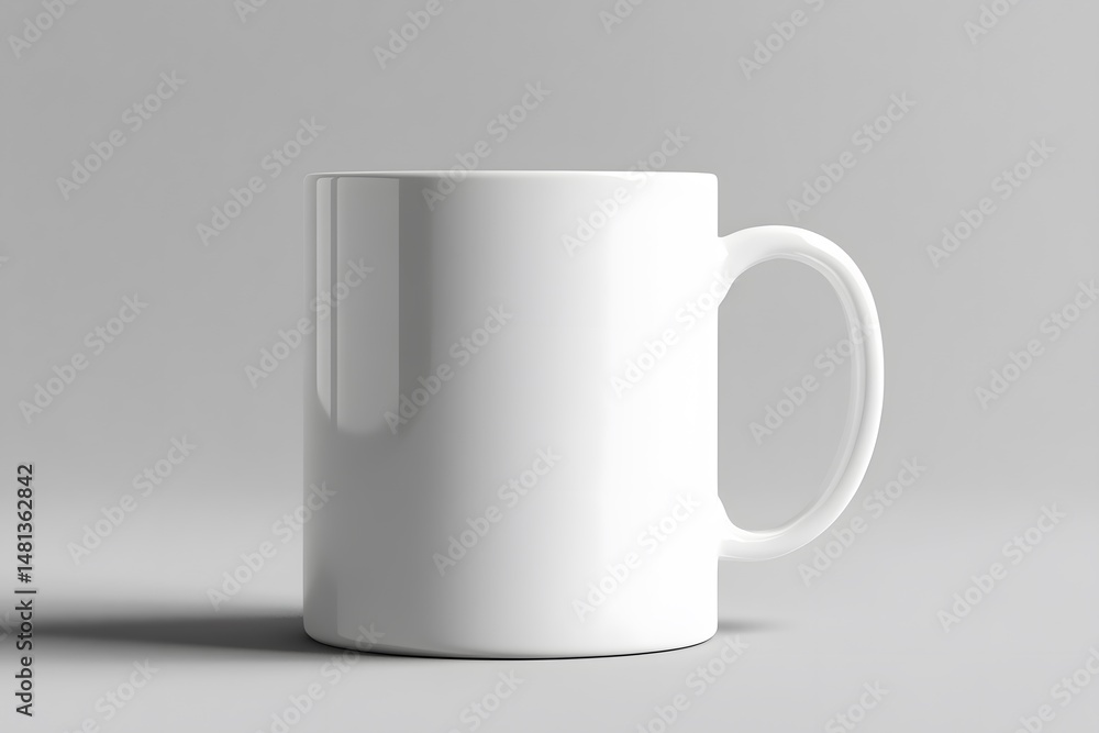 Blank white ceramic mug mockup isolated on a gray background for branding and designs Blank white ceramic mug mockup isolated on a gray background for branding and designs