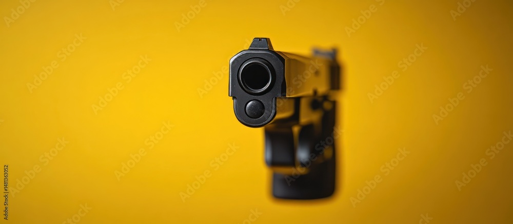 Fototapeta premium Gun on yellow background
