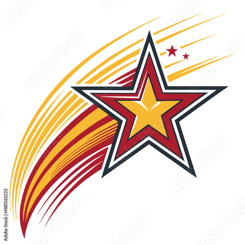 Create a vibrant illustration of a yellow power-up star spinning rapidly, leaving bright, dynamic motion trails.  Focus on sharp, detailed rendering of the star and trails.