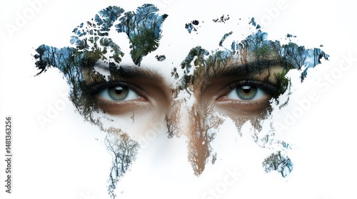 World Map Eyes  Global Environmental Awareness Concept