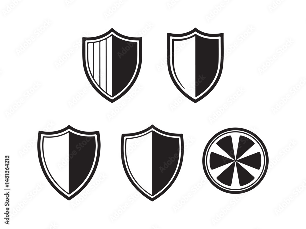 set of silhouette shield vector collection on white background. set of silhouette shield vector collection on white background.