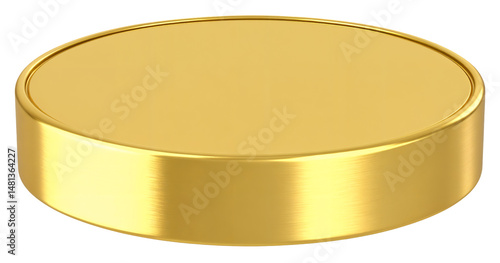 Solid Gold Hockey Puck on White Background Display