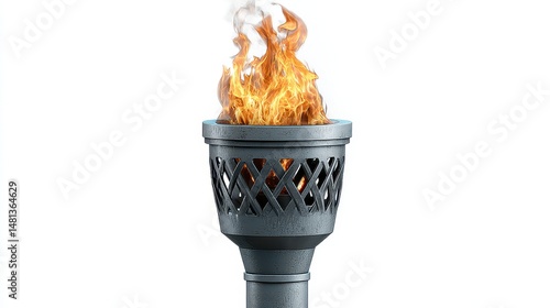 Obraz na płótnie Flaming Torch Metal Fire Light Garden Decor Outdoor Illumination Design 3D Render w salonie