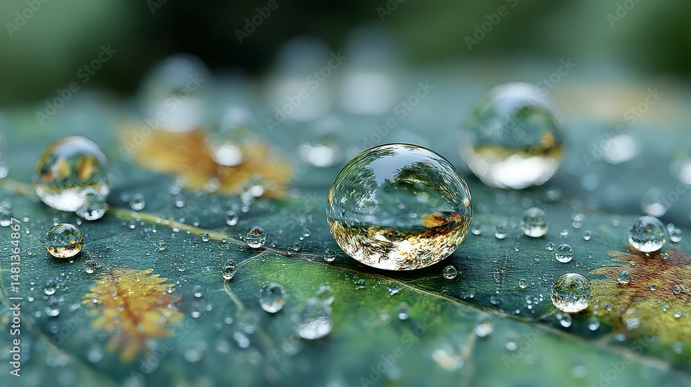 Macro Photography Dewdrops on Leaf Nature Water Closeup Abstract Background