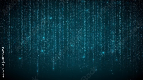 Obraz na płótnie Abstract Digital Rain Binary Code Data Stream Technology Background w salonie