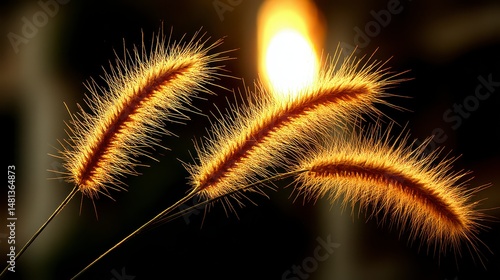 Golden Grass Backlit Silhouette  Nature Closeup  Sunrise  Sunset  Wildflower