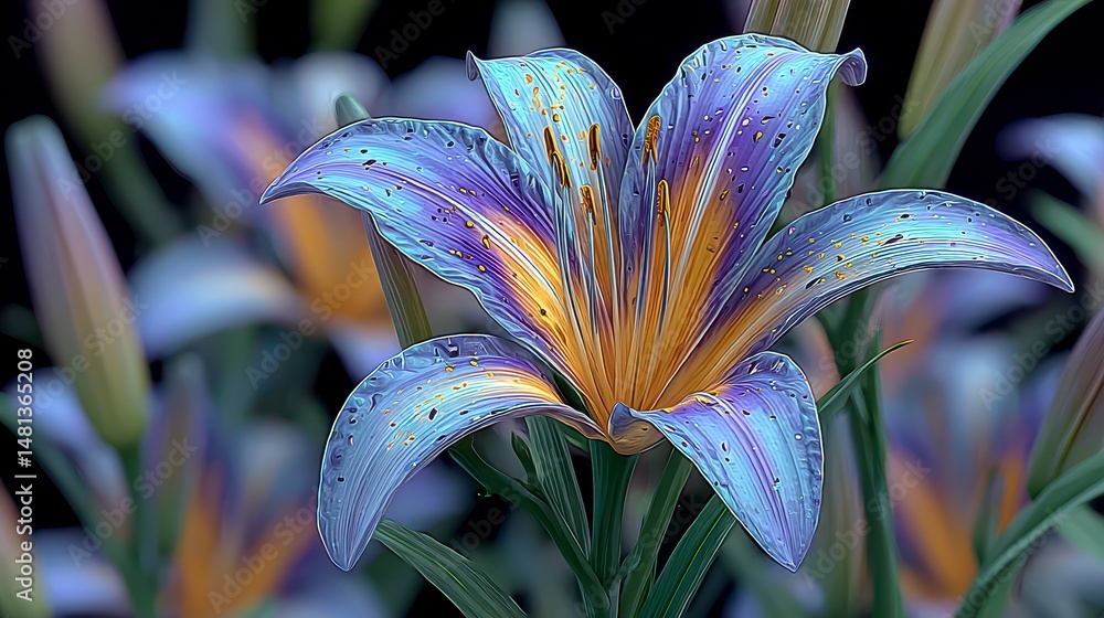 Stunning Blue Lily Flower Macro Photography Nature s Beauty Floral Art Garden Bloom Pa