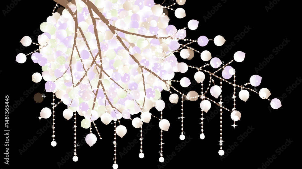 Elegant Glowing Lights Ornamental Branch Festive Decor Sparkle Night Abstract Magica