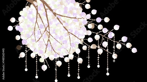 Obraz na płótnie Elegant Glowing Lights Ornamental Branch Festive Decor Sparkle Night Abstract Magica w salonie