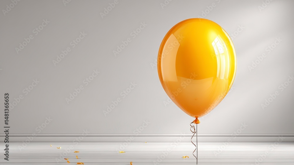 Golden Balloon in Minimalist Room Celebration Party Joy