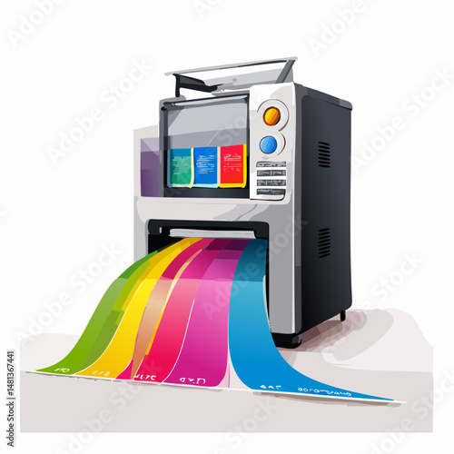 Modern CMYK 3D Ink Printer with Color Cartridges Printing Color Strips

