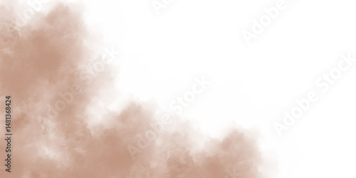 Dust sand soil smoke cloud particles isolated on transparent white background. Brown sandstorm smog sand dust explosion rising. Design elements for Compositing, covering, overlay, PNG	