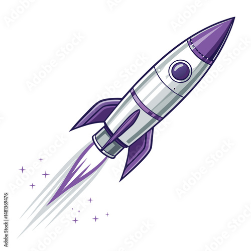 Anime-style rocket, shaped like a katana blade, piercing through a cosmic nebula. Vibrant colors, dynamic action.