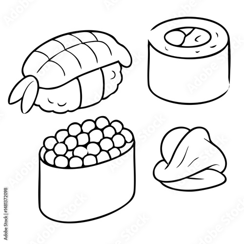 Sushi Rolls – Classic Japanese Cuisine Vector Illustration