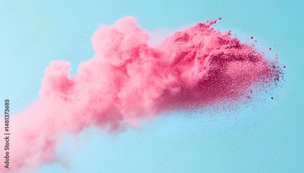 Obraz premium Pink powder explosion against a pastel background.