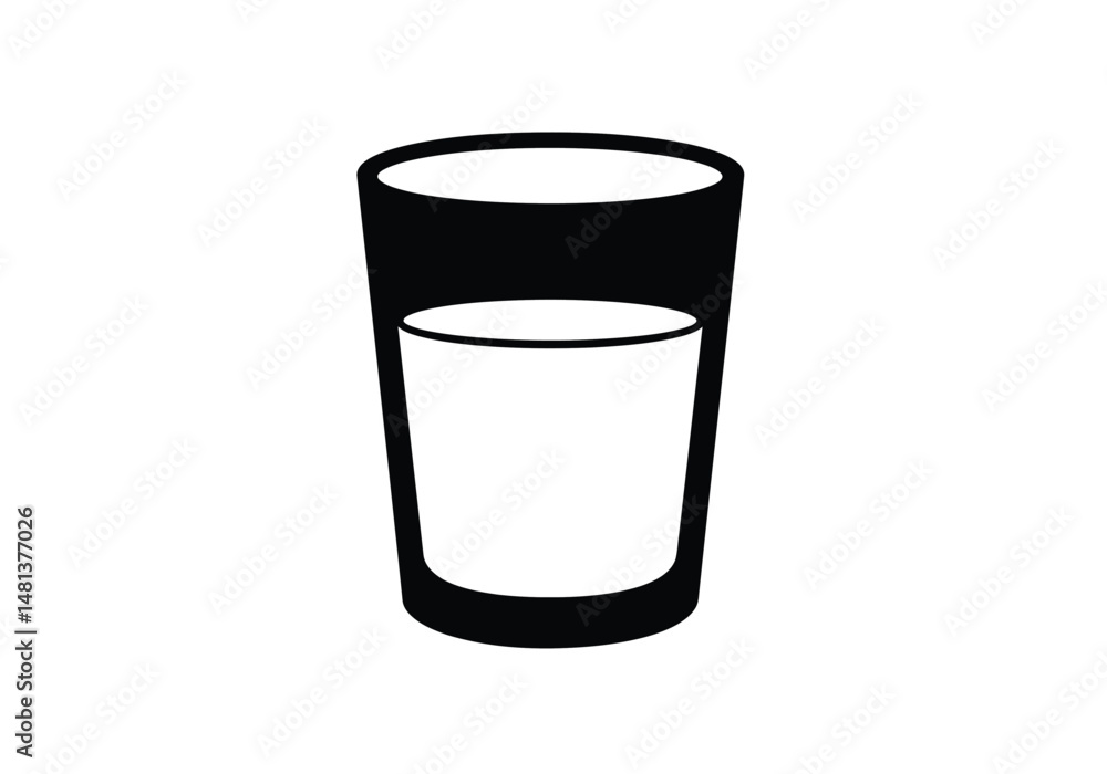 Milk silhouette. The image shows a black silhouette of a glass filled with milk, a common and nutritious dairy beverage. Vector clipart illustration design. Milk silhouette. The image shows a black silhouette of a glass filled with milk, a common and nutritious dairy beverage. Vector clipart illustration design.