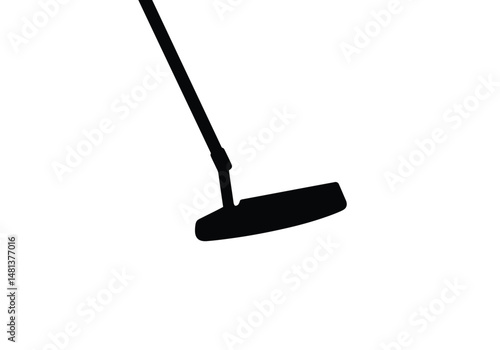 Golf putter silhouette. The image shows a black silhouette of a golf putter, a club used for short, precise strokes on the green. Vector clipart illustration design.