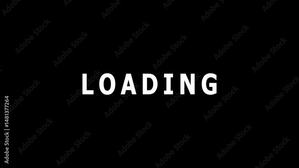 Simple modern graphic animation featuring white loading text on a solid black background ideal for motion graphics and ui elements. Simple modern graphic animation featuring white loading text on a solid black background ideal for motion graphics and ui elements.