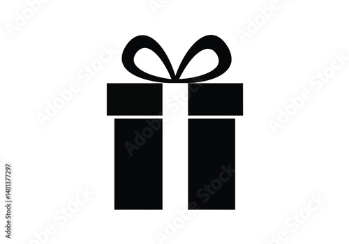 Gift silhouette. The image shows a black silhouette of a wrapped gift, typically given on special occasions. Vector clipart illustration design.