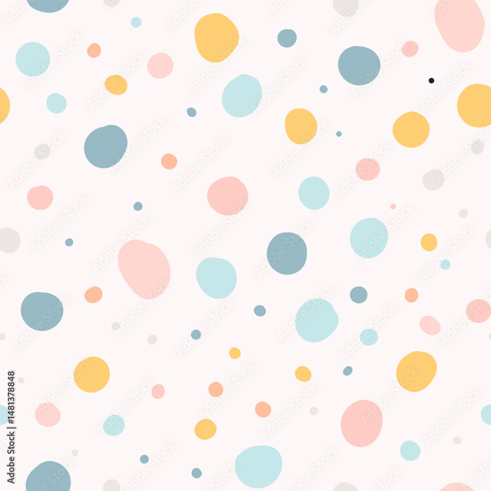 Cute Polka Dots Seamless Pattern with Pastel Color. Dot Shapes Background. Can used for wrapping paper, Wallpaper, Print, etc Cute Polka Dots Seamless Pattern with Pastel Color. Dot Shapes Background. Can used for wrapping paper, Wallpaper, Print, etc