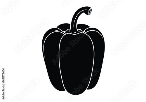 Bell pepper silhouette. The image shows a black silhouette of a bell pepper, a common and versatile vegetable. Vector clipart illustration design.