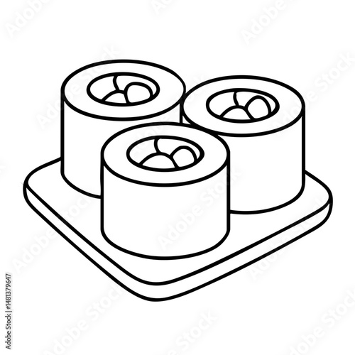 Sushi Rolls – Classic Japanese Cuisine Vector Illustration