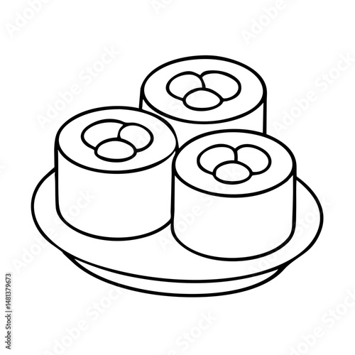 Sushi Rolls – Classic Japanese Cuisine Vector Illustration