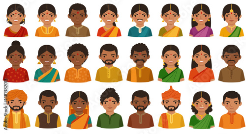 Diverse Indian Portraits in Traditional Attire