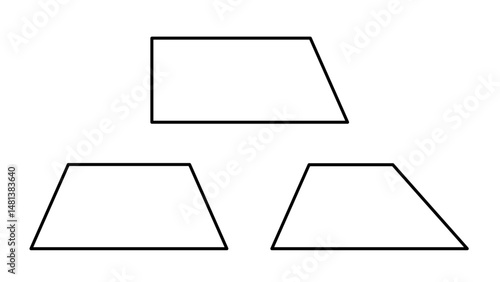 Collection of trapezoid or trapezium shapes outline. Isosceles, right-angled, and scalene trapezoid. Geometric shapes for preschool or elementary school children. Can be used for web, logo, mobile app