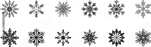 Snowflakes in Black and White Illustrations.