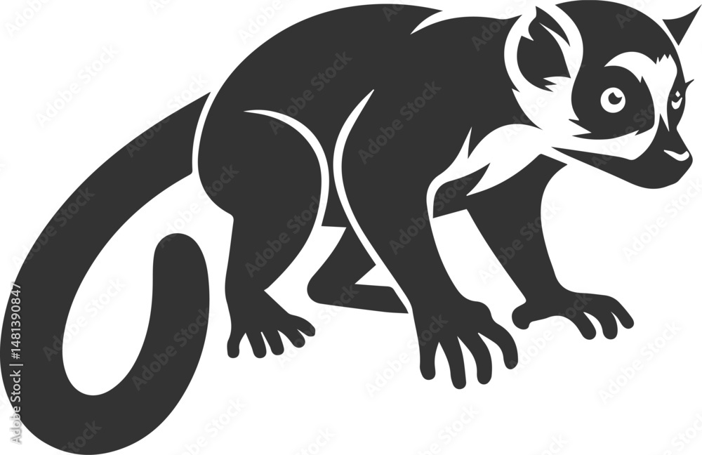 Fototapeta premium Lemur silhouette vector isolated 