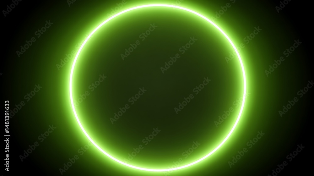 Obraz premium Neon Green Oval Frame on Black