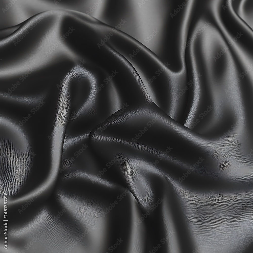 Obraz premium Luxurious black silk fabric draped in soft folds