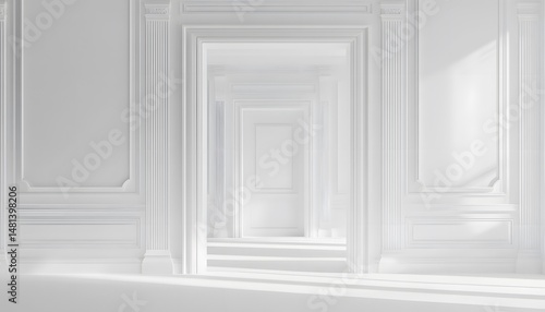 Wallpaper Mural Empty white hallway with ornate architectural details. Torontodigital.ca