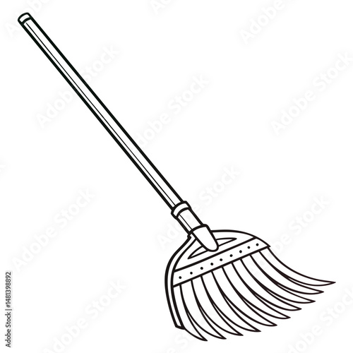 Broom Icon Line Art, Vector Cleaning Tool for Housekeeping and Sanitation Design
