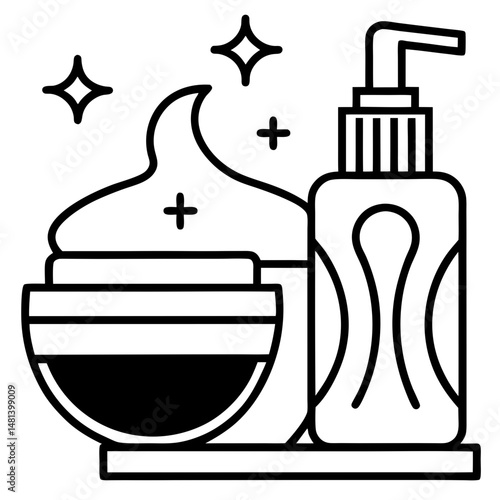 Essential Oil and Skincare Bowl Icon ,Vector Spa and Wellness Product Design