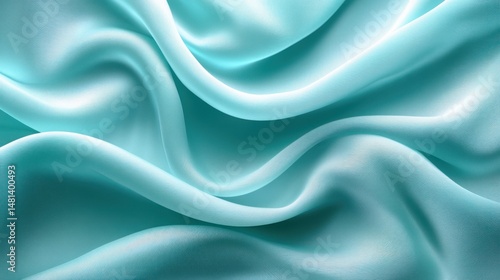 Wallpaper Mural Abstract Teal Silk Drapery: Elegant Waves of Smooth Fabric Texture Torontodigital.ca