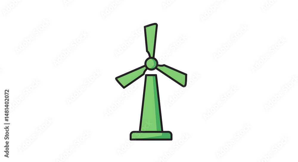 Green Windmill Illustration Green Windmill Illustration