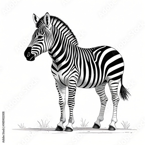Elegant Black and White Zebra Illustration
