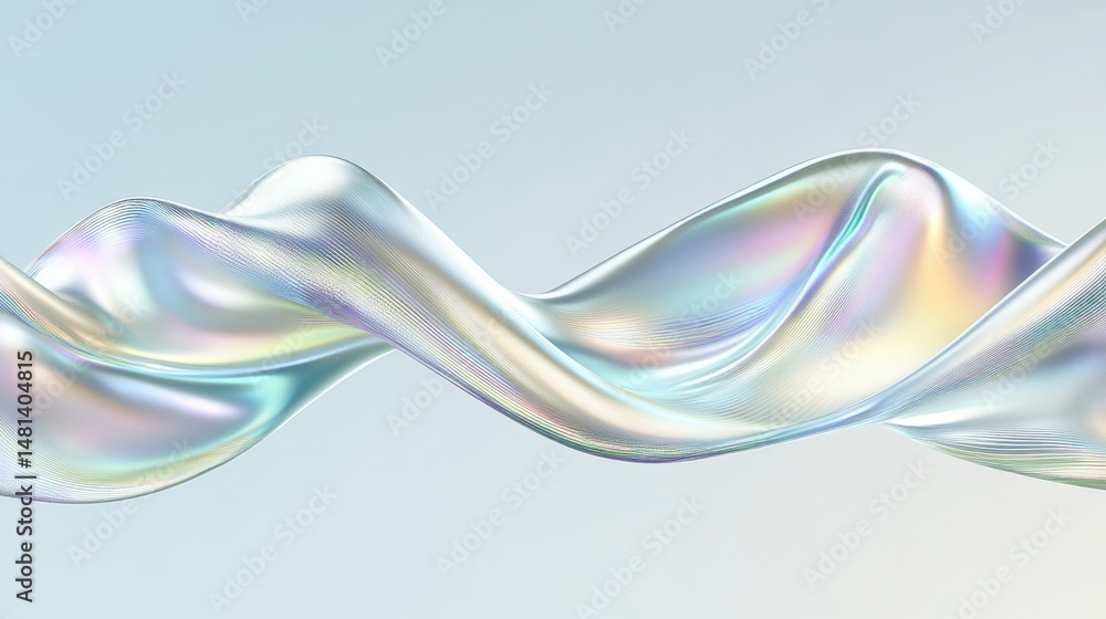Naklejka premium Iridescent flowing silk wave abstract gentle pastel gradient background with soft delicate texture design