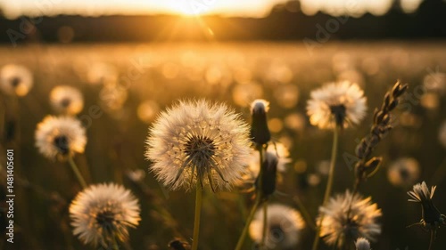 golden hour light. Spiny texture and fill the frame. Crisp close-up of dried thistle flower against an autumn backdrop, Bright backlighting creates a halo effect around curled, desiccated bracts. 4k