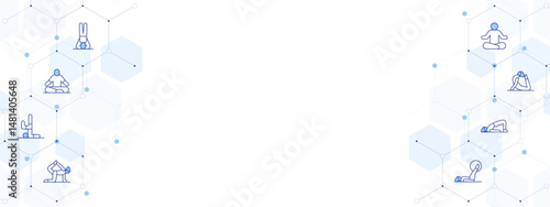 Yoga Banner Vector Illustration with Two-sided Icon Style. Line Duotone icon. Containing. yoga pose, yoga, pilates, posture