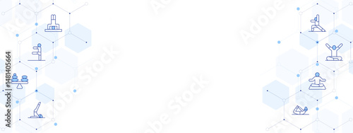 Yoga Banner Vector Illustration with Two-sided Icon Style. Line Duotone icon. Containing. yoga, pilates, balance, meditation