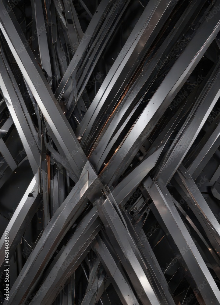 Obraz premium Sleek, intersecting metallic lines form abstract geometric patterns , futuristic, intersection