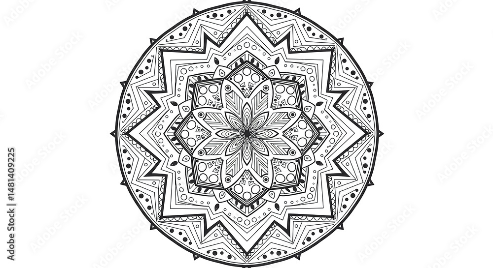 Naklejka premium Intricate mandala design showcasing symmetry and geometric patterns