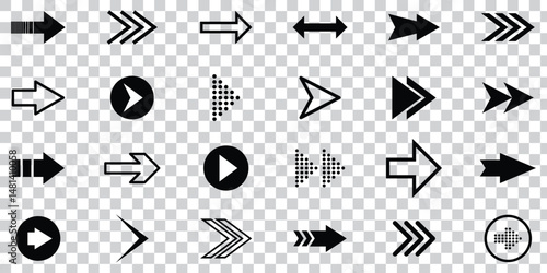 Arrow icon. Mega set of vector arrows. Black arrows icons. Arrow vector collection. Set different cursor arrow direction symbols in flat style. Modern simple arrows. Vector illustration.