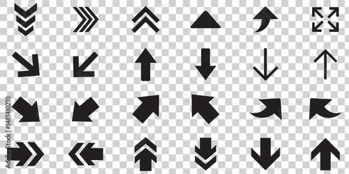 Arrow icon. Mega set of vector arrows. Black arrows icons. Arrow vector collection. Set different cursor arrow direction symbols in flat style. Modern simple arrows. Vector illustration.