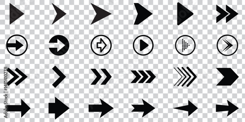 Arrow icon. Mega set of vector arrows. Black arrows icons. Arrow vector collection. Set different cursor arrow direction symbols in flat style. Modern simple arrows. Vector illustration.